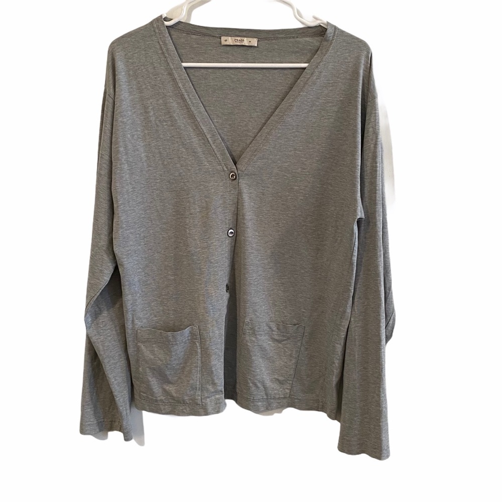 PRADA cotton v-neck button up cardigan